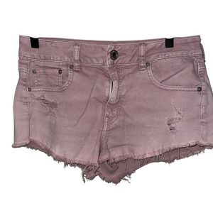 American Eagle Outfitters Shorts Cut‎ Off Denim Pink Distressed Jean Stretch 8